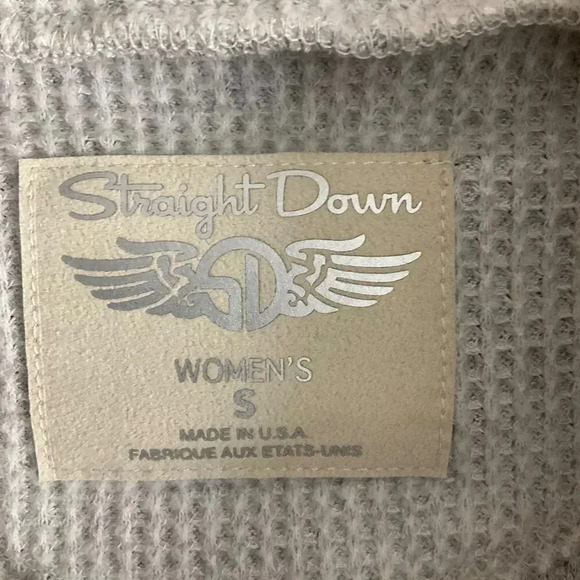 Straight Down Grey Cowl Neck Long Sleeve Waffle‎ Knit Sweater Small - Picture 3 of 9